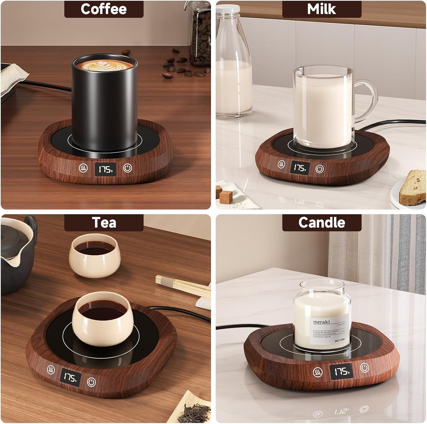 Coffee Mug Warmer - Coffee Cup Warmer for Desk Auto Shut Off, Smart Electric Candle Warmer Beverage Warmer for Coffee, Tea, Water, Milk and Coco, 5 Temperature Settings & 1-12H Timer